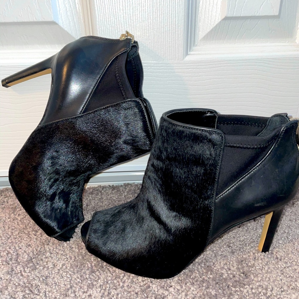 Black open toed booties (NWOT)